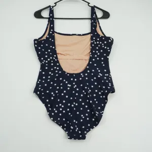 J.Crew One Piece Swimsuit‎ Large Black Star Print Scoop Neck Stretch thumbnail 2