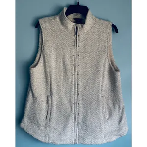 Sherpa Lined Zipper Vest Multiples Medium Cream Off White Pockets thumbnail 5