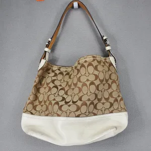 Coach Shoulder Bag Brown White Signature C Jacquard Leather 2156 Hobo Y2K thumbnail 8