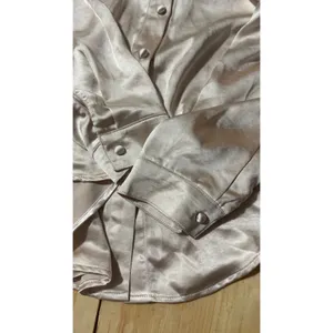 Princess Polly Champagne Satin Button Down Blouse‎ Long Sleeve Beige Size 6 thumbnail 3