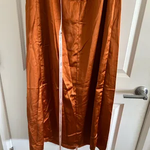 Lulu's Strapless Satin Maxi Dress in Burnt Orange thumbnail 7
