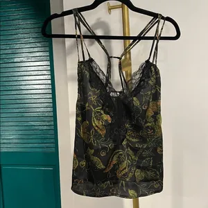 NWT Free People Off the Coast Cami Lace Black Strappy Relaxed Fit Elegant Tank thumbnail 5