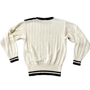 Russ Vintage Crewneck Sweater Womens Size Small Cream Navy Nautical thumbnail 2