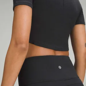 Lululemon Crop Top hold tight modal ribbed womens Black (size 8) athleisure gym thumbnail 4