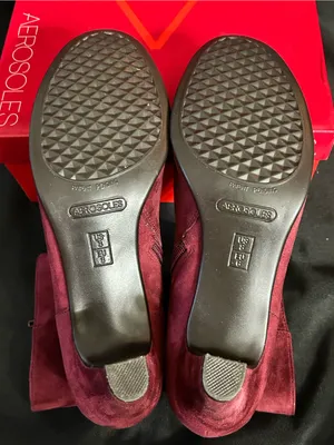 AEROSOLES Women’s Red Light Wine Memory Foam Suede Mid-Heel Ankle Boots 8M thumbnail 7