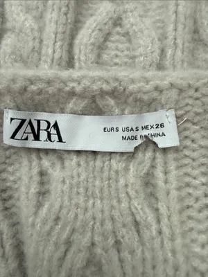 Zara Gray Chunky Cable Knit Classic Preppy Eclectic Grandpa Sweater Vest thumbnail 3