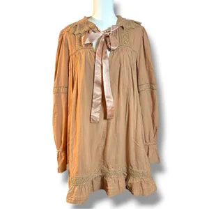 Free People Dainty Cottage Crochet 5 O'clock Tea Time Mini Dress Neutral Medium thumbnail 14