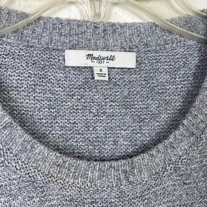 Madewell Textureworks Grey Ribbed Trim Knitted Crewneck Sweater Size S thumbnail 7