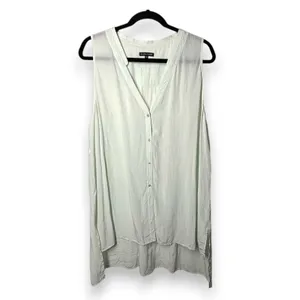 Eileen Fisher | XL | 100% Silk Sheer Mint Green Sleeveless Button-Up Blouse Top thumbnail 2
