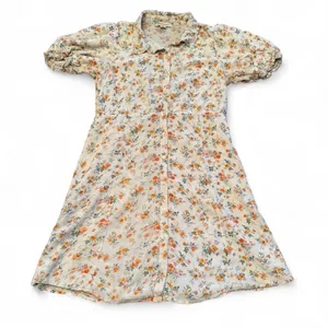 American Eagle Puff Sleeve Shirt Dress Floral White Orange Size S thumbnail 2