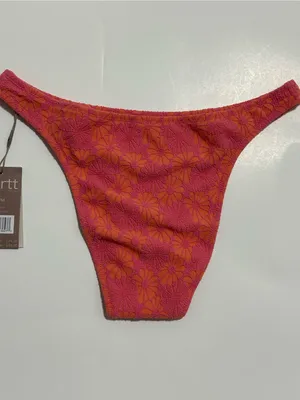 Floral Mid-Rise Bikini Bottom in Pink and Orange thumbnail 2