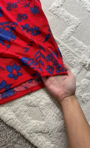 SheIn Red and blue flower side cut out spaghetti strap mini Bodycon fitted Sun dress thumbnail 4
