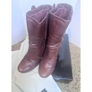 Dolce Vita Brown Nappa Leather Heeled Ankle Boots Slouchy Western Booties sz 8 thumbnail 3