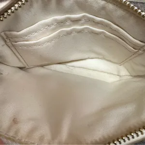 Coach Double Corner Double Zip Wristlet Pebbled Leather Chalk/Light Gold thumbnail 4