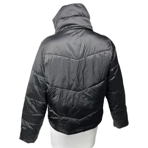 Abercrombie & Fitch Mini Puffer Women's Black High Neck Zip Up Coat Jacket Sz M thumbnail 2
