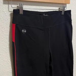 Lauren Ralph Lauren Womens Black Red Trim Activewear Cropped‎ Leggings Size M thumbnail 2