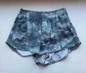 Lululemon Hotty Hot Short Long 4" Azurite Mint Tint Multi / Mystic Green 8 tall thumbnail 3