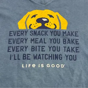 Life Is Good Crusher Tee Shirt Dog Womens Size Medium Blue‎ Short Sleeve Popover thumbnail 2
