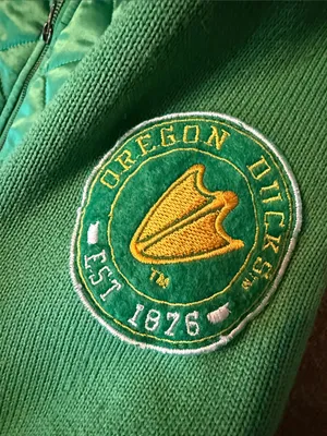 G III By Carl Banks Vintage Oregon Ducks Green Quilted Bomber Jacket Size S thumbnail 5