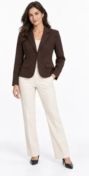 Ann Taylor Petites Women’s 6P Brown Blazer 3 Button Tailored Career Jacket thumbnail 1