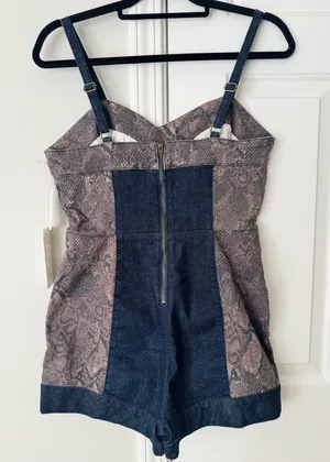 Anthropologie Pilcro Snake Print Denim Romper/Playsuit, Size 8 thumbnail 10