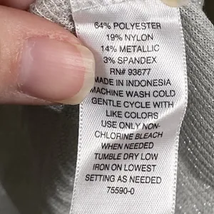 Worthington Blouse Women's Large Silver Metallic Button Up Sheer Collared Layer thumbnail 6