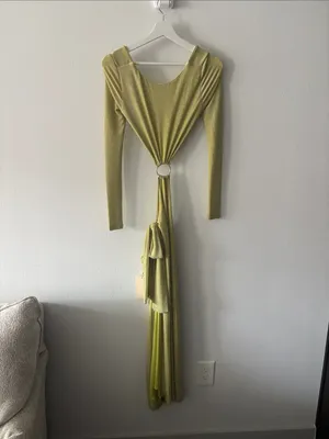 Meshki Christina Backless Maxi Wrap Dress in Green Shimmer NWT thumbnail 5