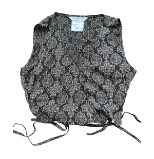 Max Studio Womens Black White Paisley Medallion Wrap Blouse Size 0 306636 thumbnail 1