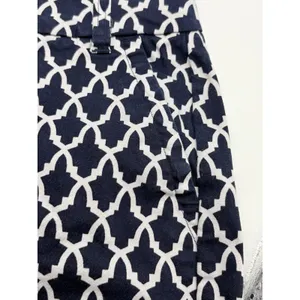 Crown & Ivy Chino Shorts Womens 6 Navy Blue Geometric‎ Trellis Stretch Casual thumbnail 8