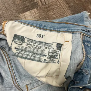 Levi's Blue Distressed Denim Shorts thumbnail 3