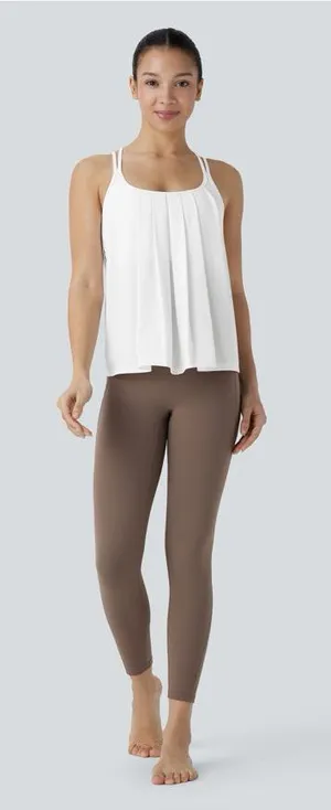 Halara M Double Straps Pleated Quick Dry Yoga Cami Top New with Tags White thumbnail 1