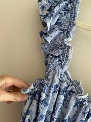 Max Studio Ruffle Cap Sleeve Tiered Maxi Dress, Light Blue Floral, Size Small thumbnail 5