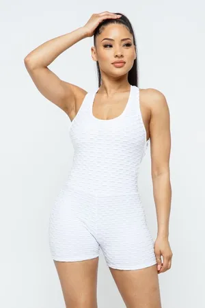 Viral White Butt Scrunch Romper | Gym to Errands Fit thumbnail 3