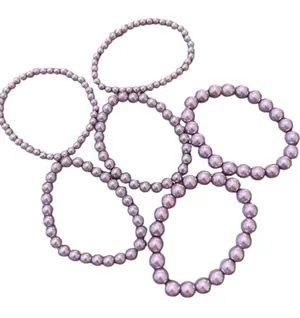 NWT Angelas Designs 6 handmade lavender faux pearl bracelets great for stacking thumbnail 1
