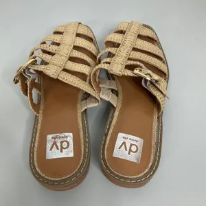DV Dolce Vita Falcun Woven Raffia Fisherman Slide‎ Sandals Beige Gold Buckle 7.5 thumbnail 5