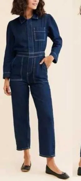 Anthropologie nully seventy + mochi Lorna denim blue jumpsuit size 4 NWT $215 thumbnail 1