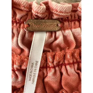 Free People‎ Pink Washed Smocked Neck Ruffle Sleeve Tie Neck Blouse Top S thumbnail 6