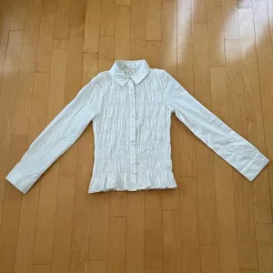 Princess Polly Cultivate Shirred Collared Long Sleeve White Top thumbnail 2