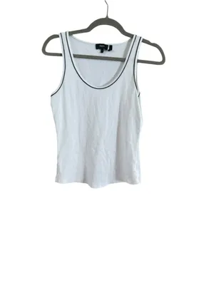 Women's Theory White & Black Scoop Neck Pima Cotton Tank Top Size S thumbnail 2