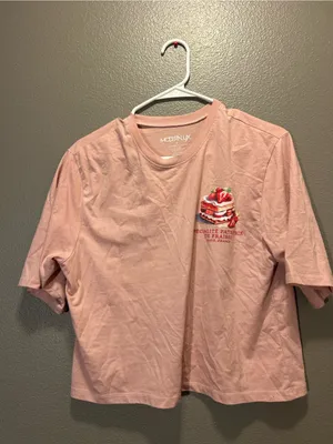 Modern Lux Pink Pastry Graphic Cropped Tee Shirt M thumbnail 2