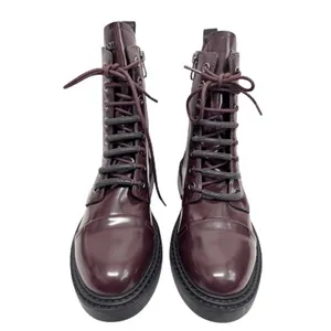DKNY Burgundy Patent Leather Combat Boots Lace Up Zip Size 6M thumbnail 5