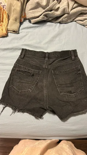 American Eagle Black Jean Shorts High-Rise thumbnail 3