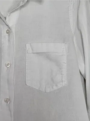 MADEWELL Tie-Front Linen Button Down Shirt S 19” p2p Eyelet White EUC thumbnail 5