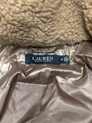 Ralph Lauren RLR Puffer Jacket Hooded Full Zip Womens Size Medium Brown Faux Fur thumbnail 6