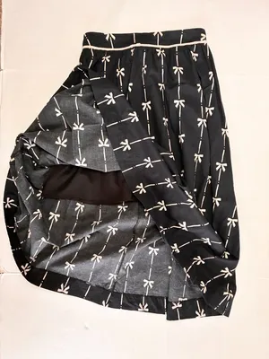 Romantic Bow Print 100% Cotton Maxi Skirt with Liner by Pinch - Med - Black thumbnail 2