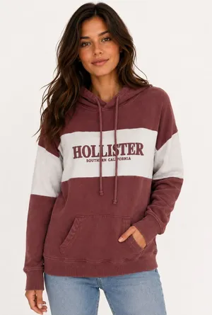 Hollister Southern California‎ Logo Hoodie Surf Coastal Pullover M Quiet Luxury thumbnail 1