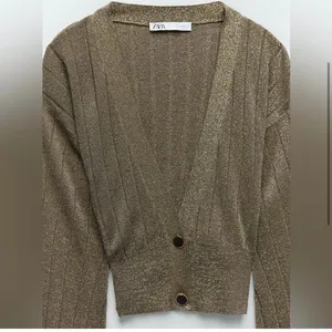 NWT ZARA Metallic Thread Knit Cardigan Sz Medium‎ Bloggers Favorite 9974/104/303 thumbnail 4