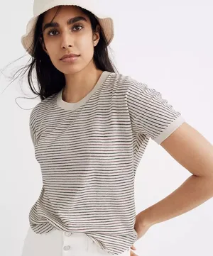 Madewell Hemp Relaxed Drapey Tee in Stripes Size Small Organic Cotton thumbnail 1