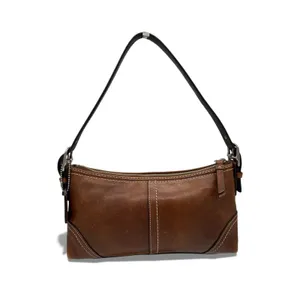 Coach Hampton Demi Baguette East West Brown Leather Vintage Premium Shoulder Bag thumbnail 2