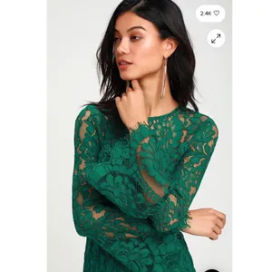 Lulus Enrapturing Elegance Green Lace Long Sleeve Midi Dress Bell Sleeve XS thumbnail 2